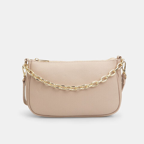 Bolso bandolera de mujer de cuero con cadena , Rosa Bolso bandolera de mujer de cuero con cadena , Rosa